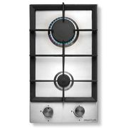 Anafe a gas 2 hornallas 30x60cm Inox c/Encendido