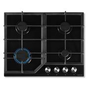 Anafe a gas 4 hornallas 60x60cm Vidrio Negro c/Enc